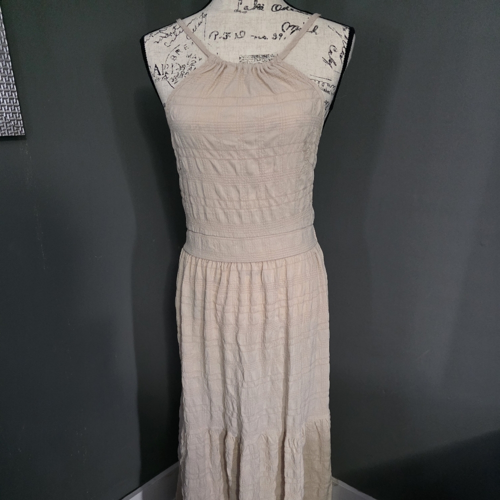 SHEIN Cream Textured Maxi Dress